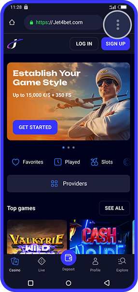 Jet4Bet App – Startseite